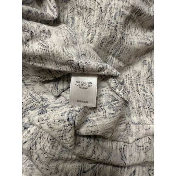 J Jill 2X Womens Shirt 3/4 Smocked Sleeve Square Neck Paisley Boho Peasant - Picture 6 of 8